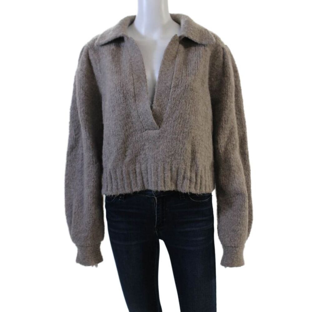 DH Unisex Pullover Collared Classic Gray Sweater Merino Alpaca Size S